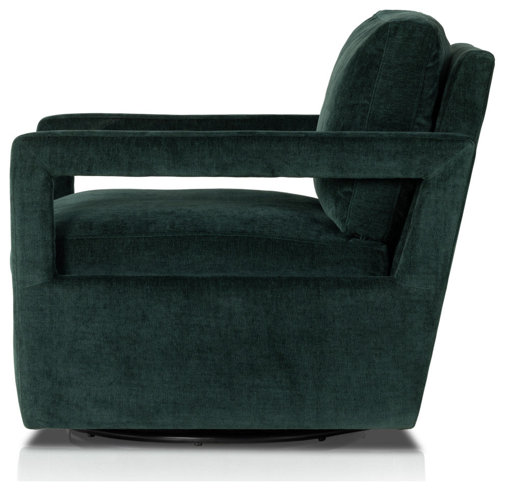 Olson Swivel Chair-Emerald Worn Velvet