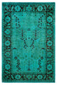 Overdyed One-of-a-Kind Hand-Knotted Area Rug Green, 4' 2" x 6' 3"