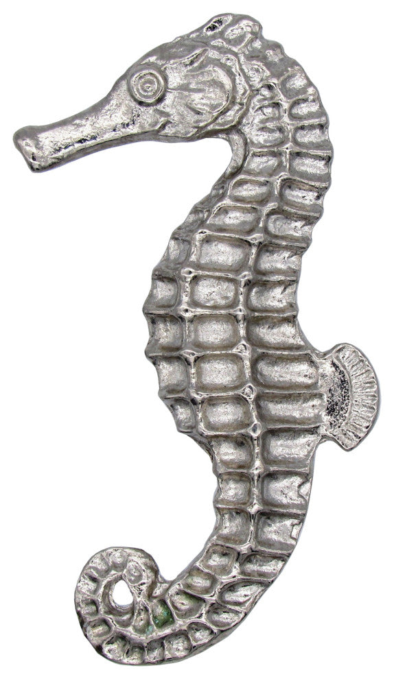Seahorse Left Facing Cabinet Knob, Large, Nickel