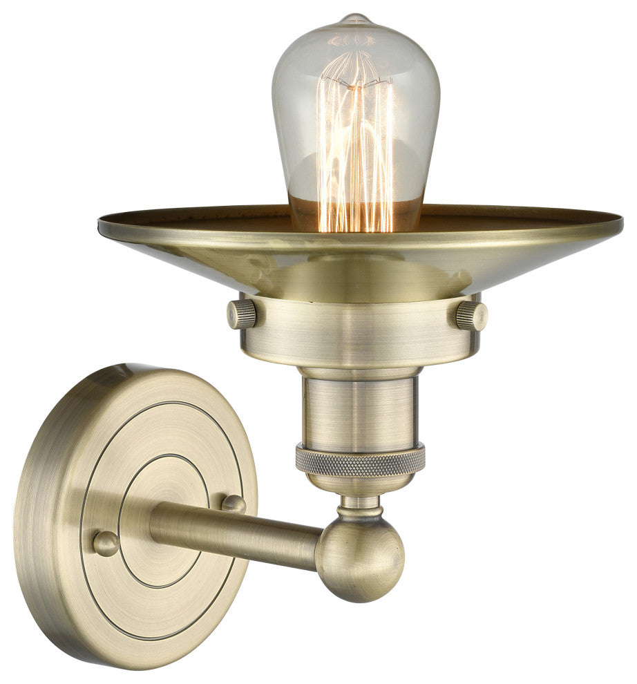Railroad 1-Light 8" Sconce, Antique Brass Shade