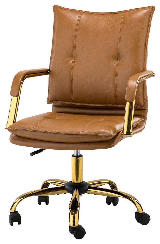 Modern Task Chair Office Swivel Chair with Tufed Back, Camel