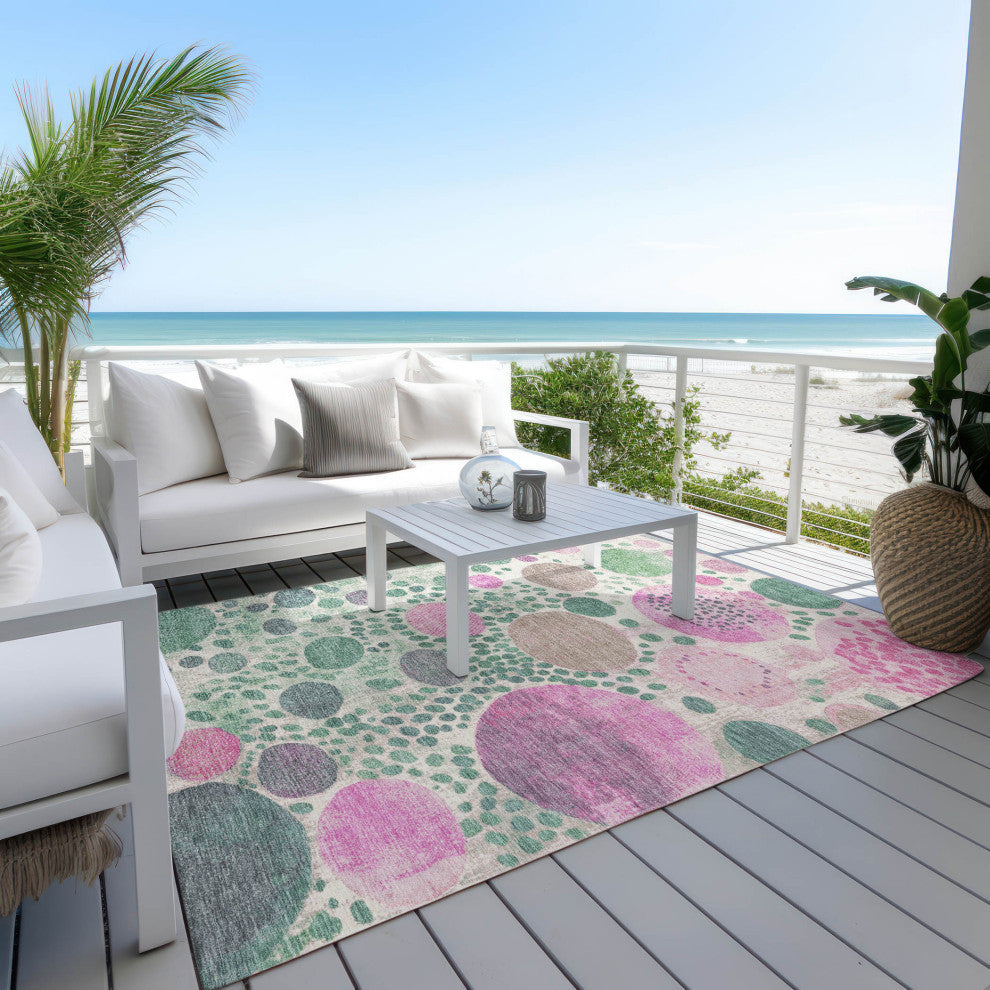 Machine Washable Indoor/Outdoor Chantille ACN1895 Green 10' x 14' Rug