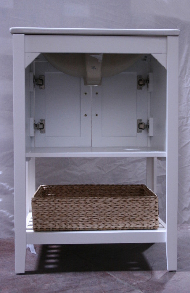 24" White Sink Vanity With Basket Without Faucet