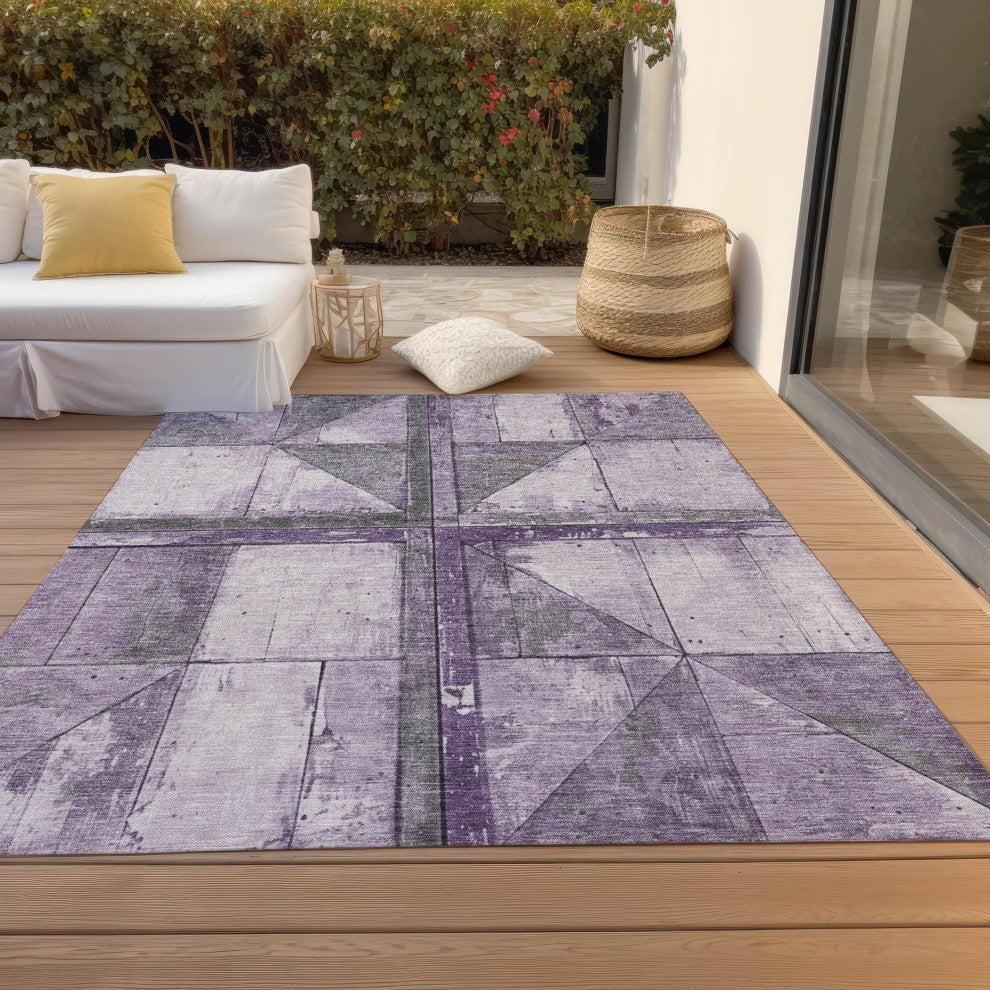 Machine Washable Indoor/Outdoor Chantille ACN1876 Purple 9' x 12' Rug