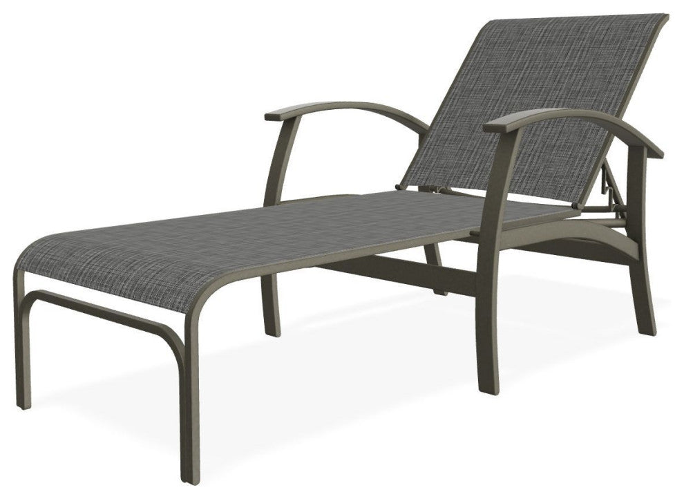 Belle Isle Sling 4-Position Outdoor Chaise Lounge, Anchor/Storm