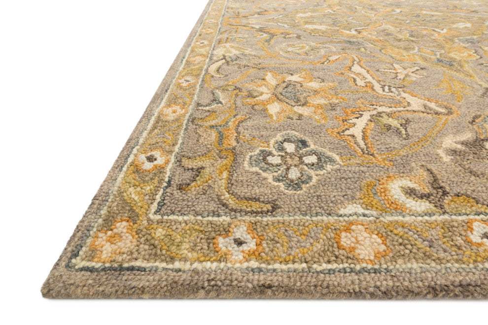 Gray Wool Hooked Victoria Rug by Loloi, 5'0"x7'6", 2'6"x7'6"