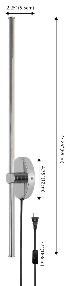 1-Light Modern Minimalist Iron Adjustable Bar Integrated LED Plug-In Sconce