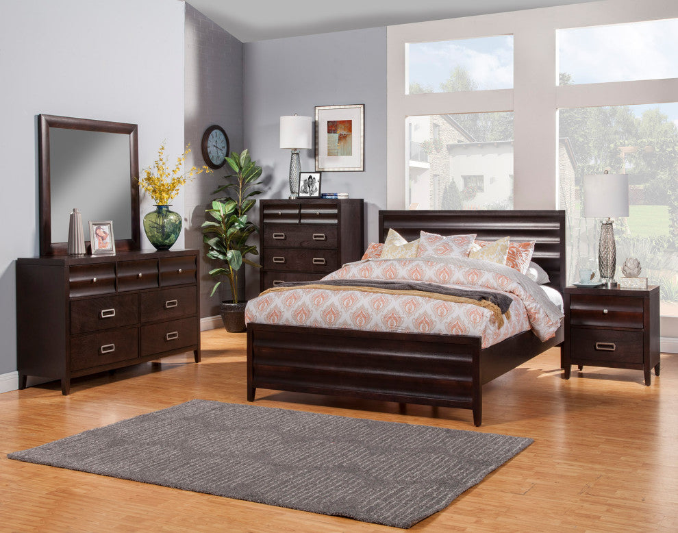 Alpine Furniture Legacy Standard King Panel Bed, Black Cherry