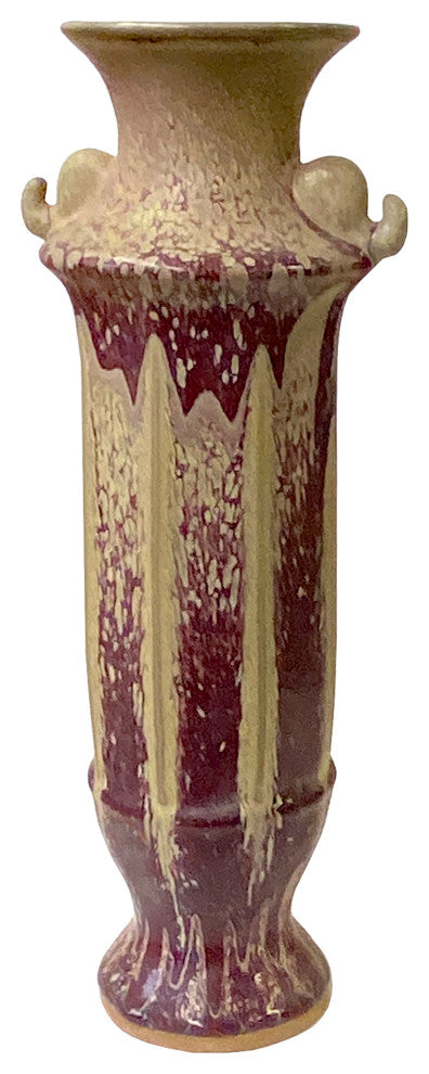 Plum Purple Distressed Ceramic Elephant Head Artistic Narrow Vase Hws1505