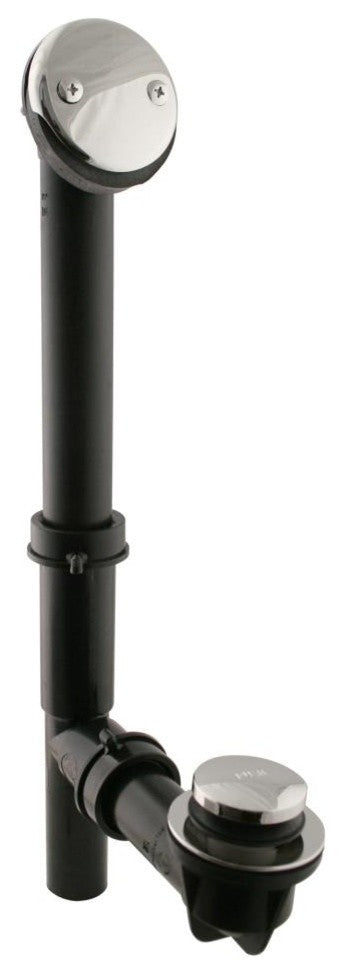 Black 1.5" Tubular Tip Toe Bath Waste In Polished Brass, Black / Polished Nickel