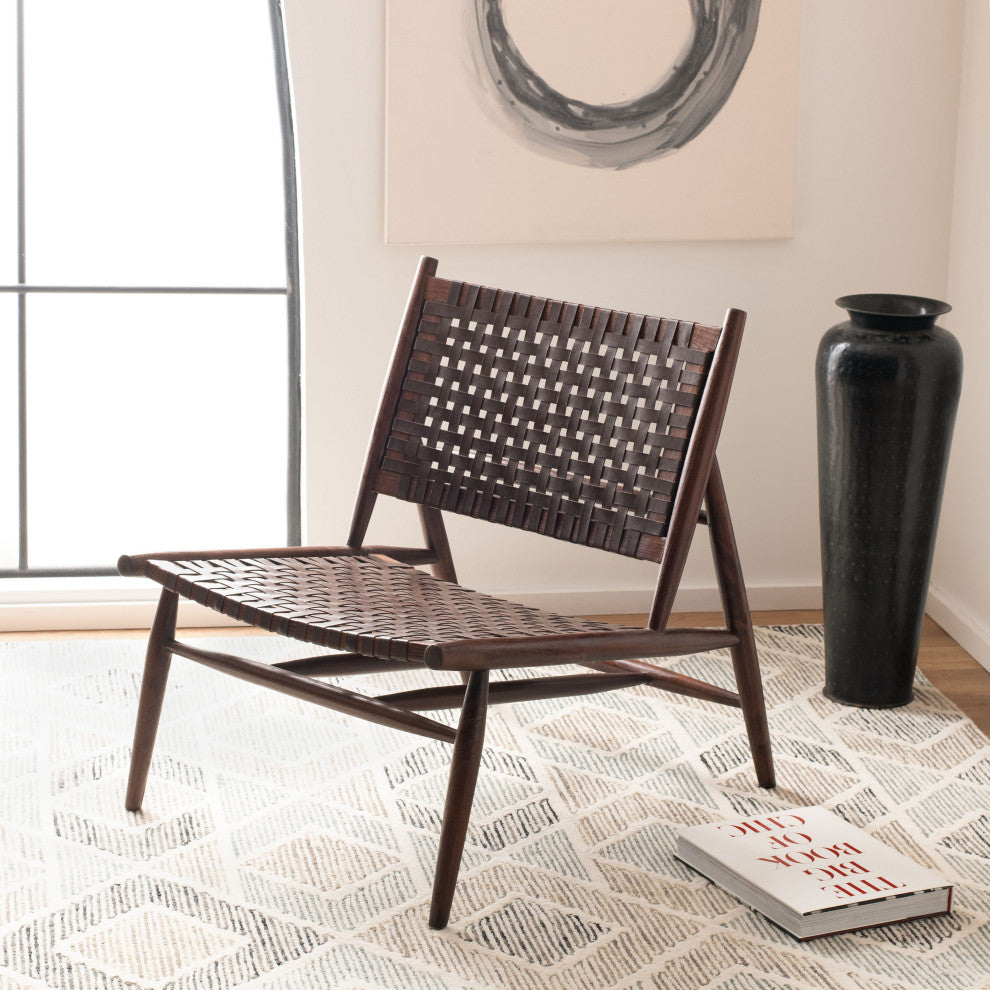 Safavieh leil Leather Woven Accent Chair, Brown