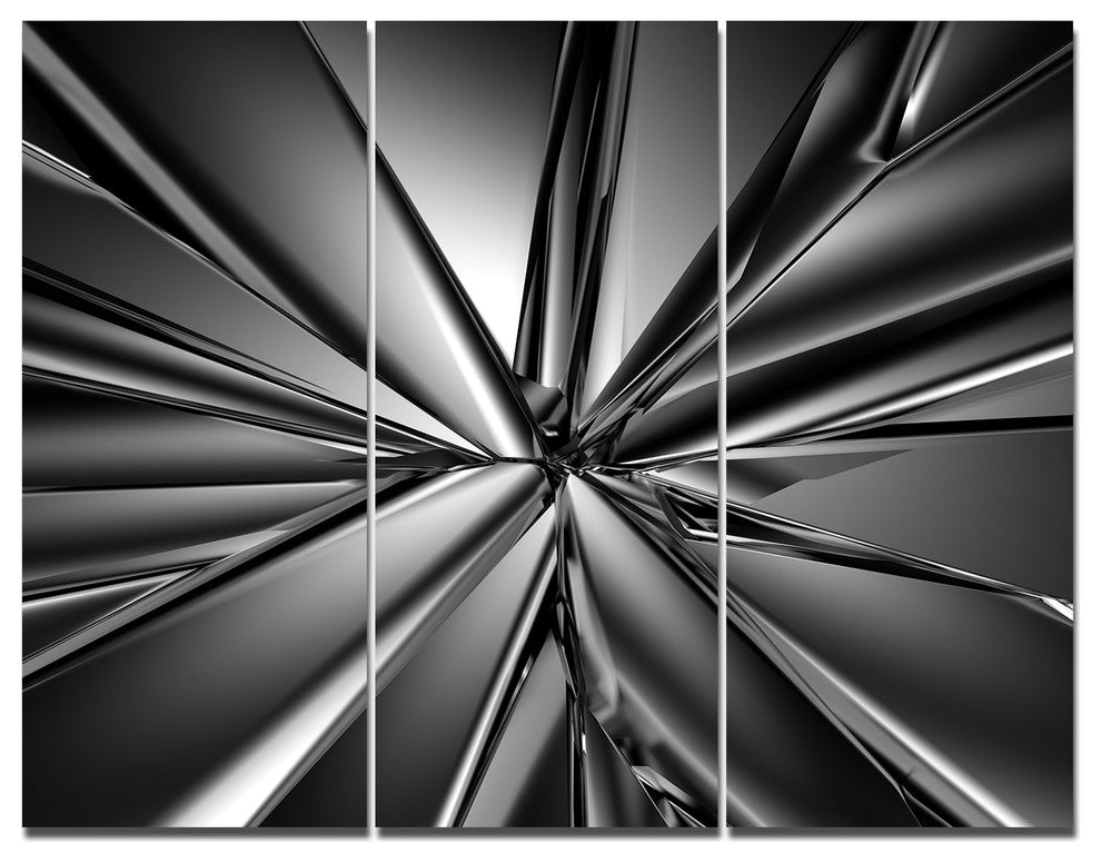 Futuristic Crystal Background, Abstract Triptych Canvas Print, 36x28, 3 Panels