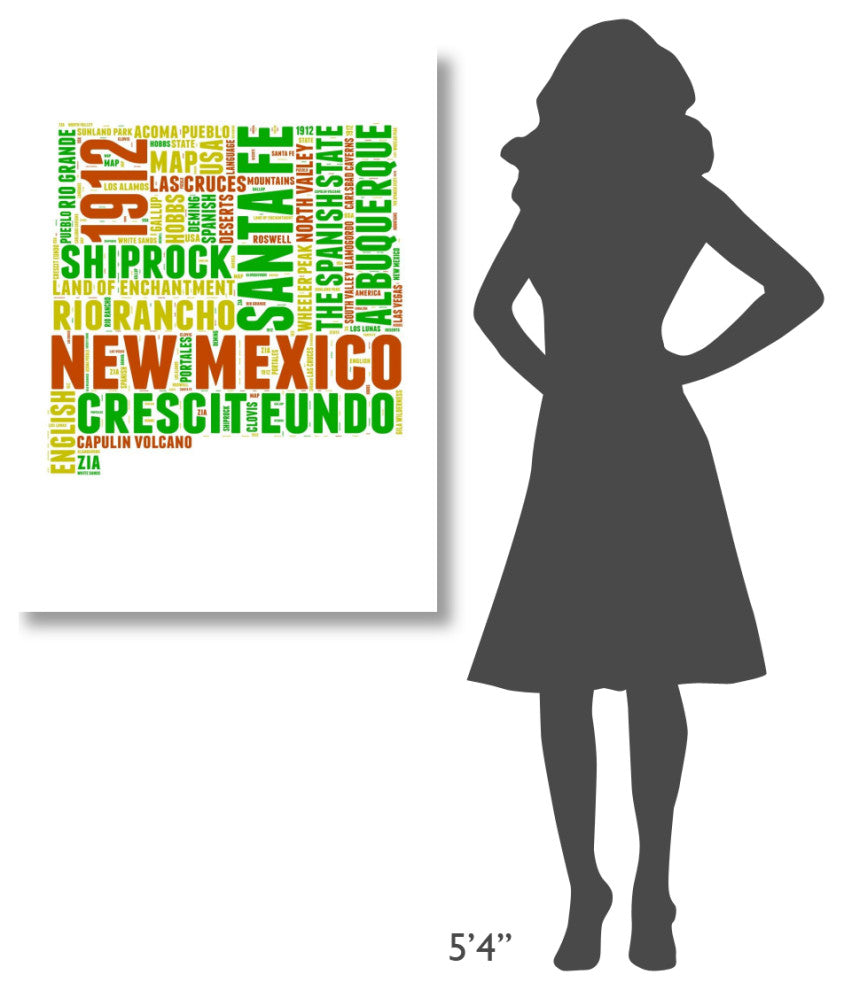 "New Mexico Word Cloud Map" Fine Art Print