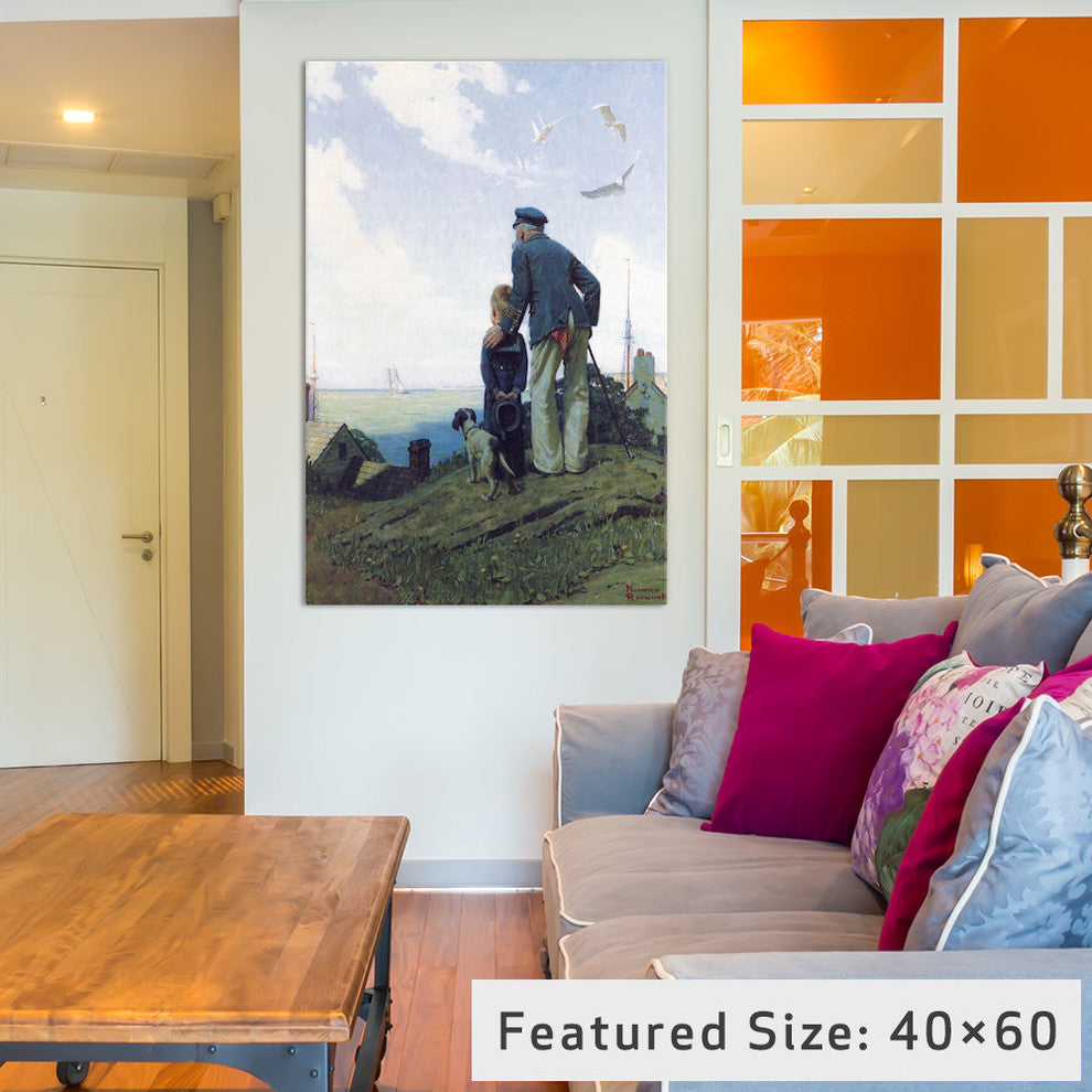 "The Stay at Homes Gallery" by Norman Rockwell, 26x18x1.5"