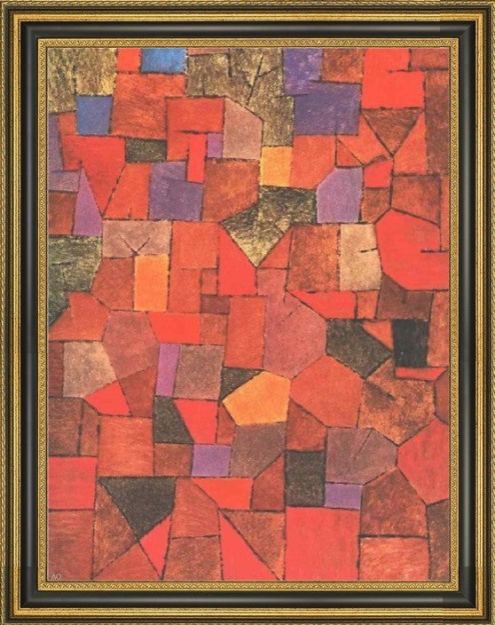 Paul Klee Mountain Village Autumnal - 21" x 28" Framed Premium Canvas Print