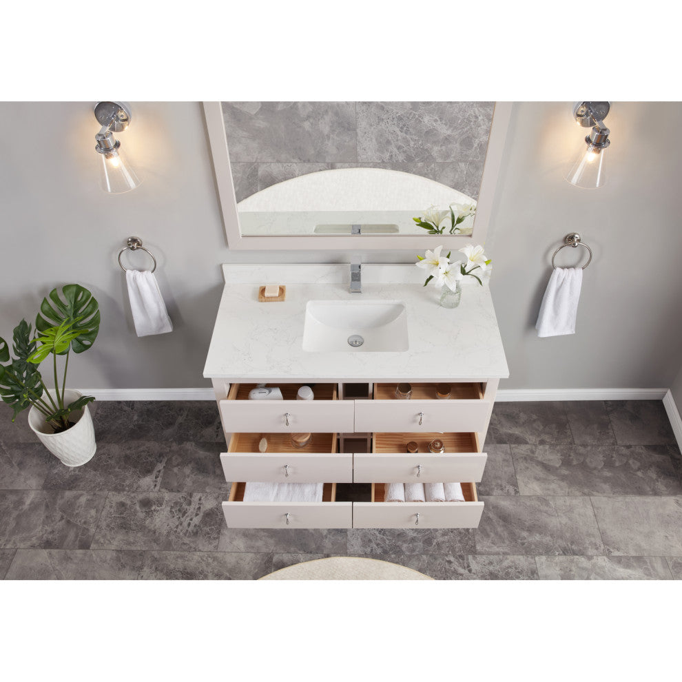 Legion Furniture WS2512 Series Bathroom Sink Vanity, Dreamy White, 48", Artificial Stone Top, Single Sink