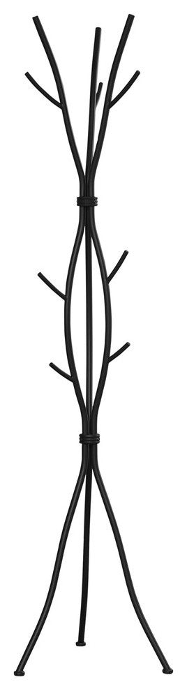 Coat Rack Hall Tree 11 Hooks Entryway 74"H Bedroom Metal Black