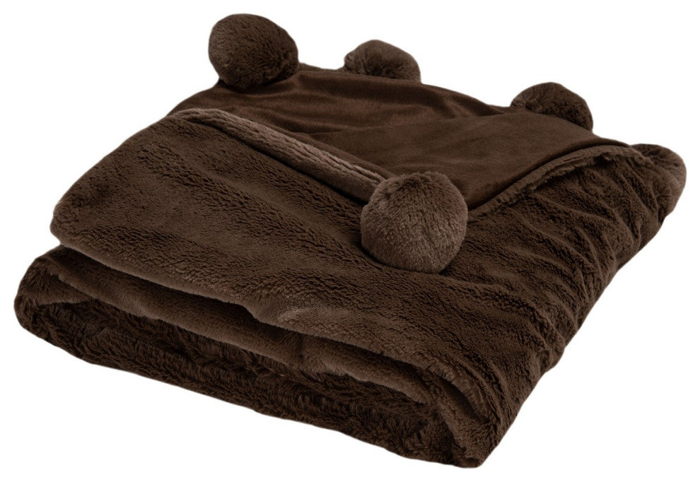 Safavieh Dalson Pom Pom Throw, Brown