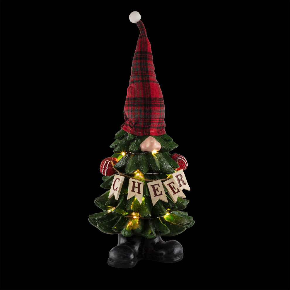 Christmas Tree "Cheer" Gnome Decoration with Color Changing LED Lights