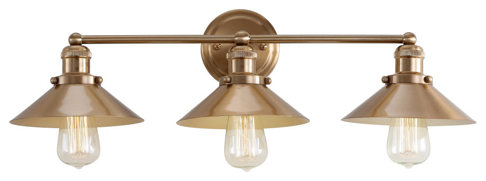 June Metal Shade Sconce, Brass Gold, 3-Light