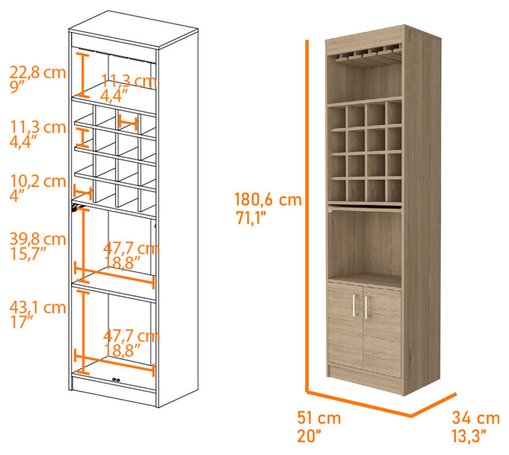 Kabul Kava Bar Cabinet, Light Pine