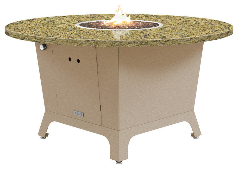 Fire Pit Table 55"D, Propane, Santa Cecillia Granite Top, Beige