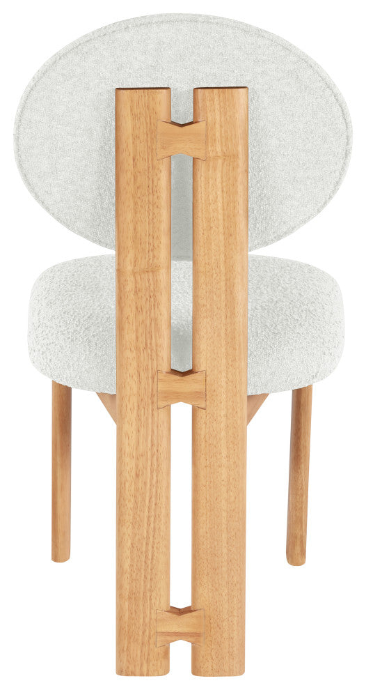 Napa Boucle Fabric Dining Chair, Set of 2, Cream, Natural Finish