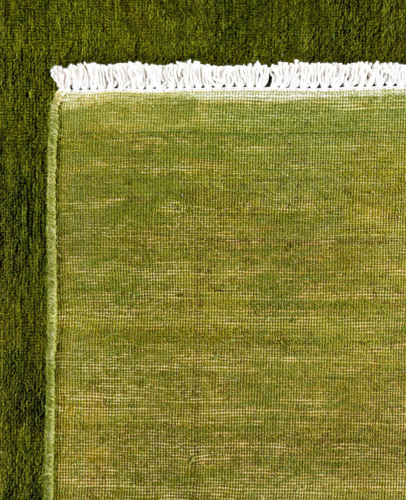 Overdyed One-of-a-Kind Hand-Knotted Area Rug Green, 6' 3" x 9' 1"
