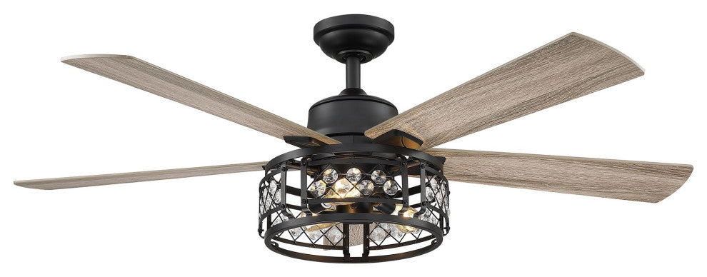 52-inch Modern Crystal Ceiling Fan With Remote