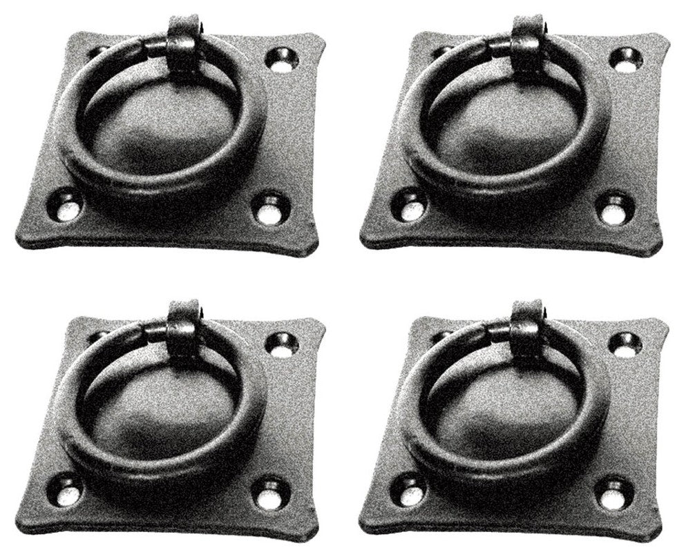 Black Wrought Iron Mission Style Ring Cabinet Pull Swing Handles 2in Set of 4