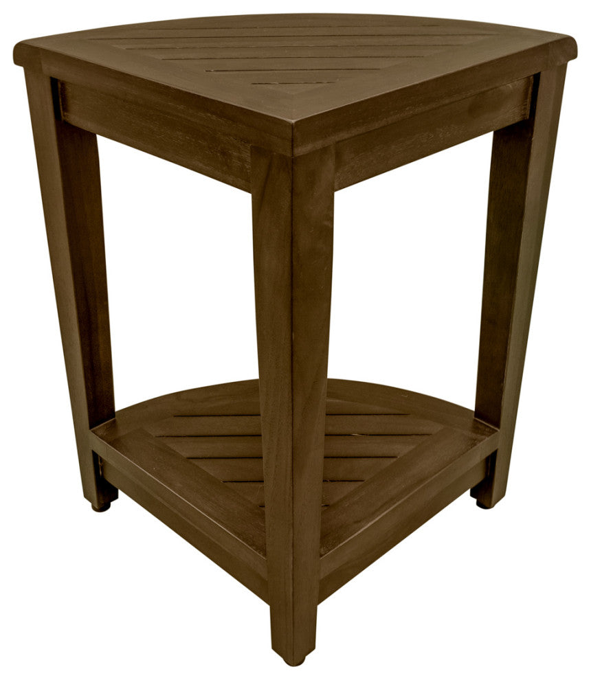 Oasis Teak Corner Shower Stool, Table With Shelf, 16"x18"