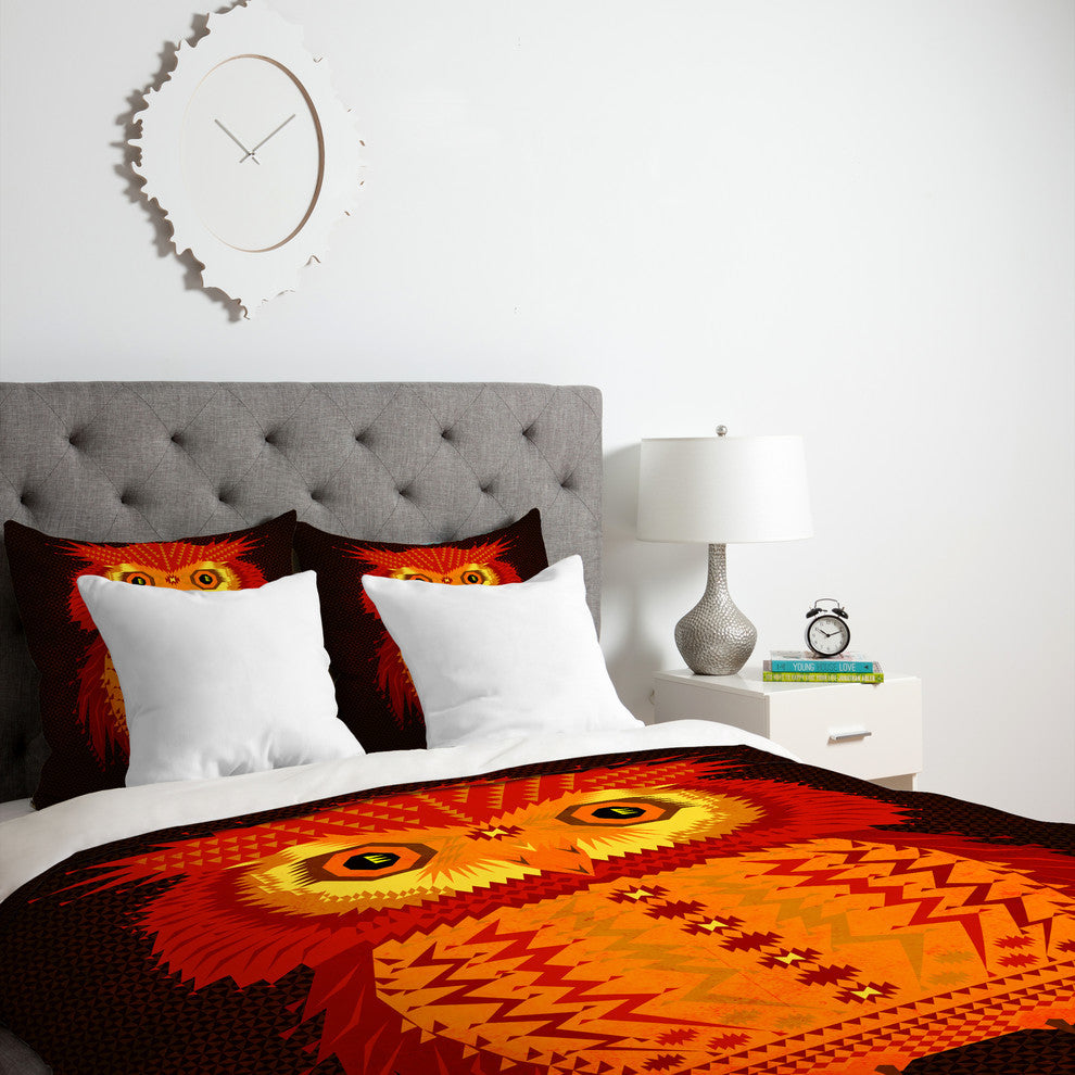 Deny Designs Chobopop Geometric Owl Duvet Cover - Lightweight