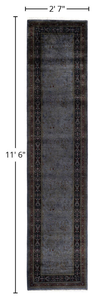 Overdyed One-of-a-Kind Hand-Knotted Area Rug Gray, 2' 7" x 11' 6"