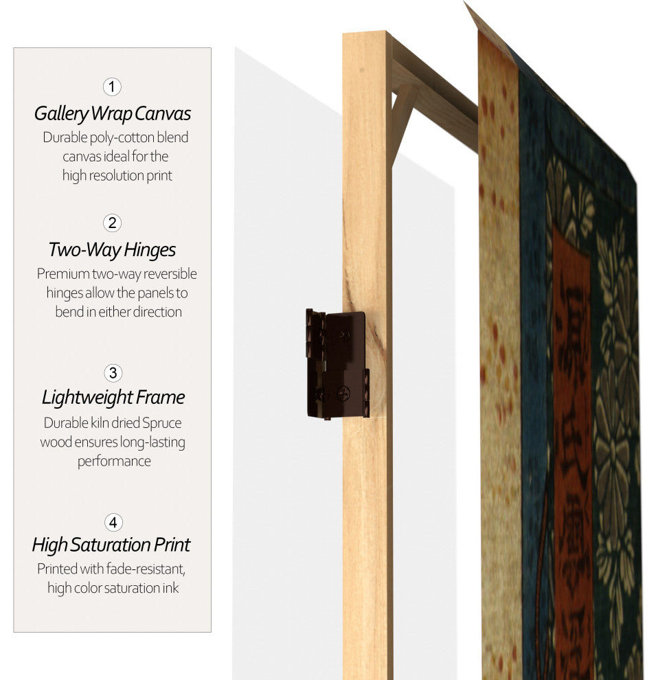 6' Tall Double Sided Japanese Figures Room Divider