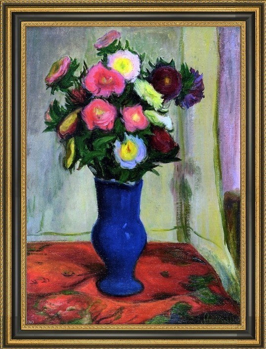 Wladyslaw Slewinski Vase of Flowers Framed Premium Canvas Print, 16"x24"
