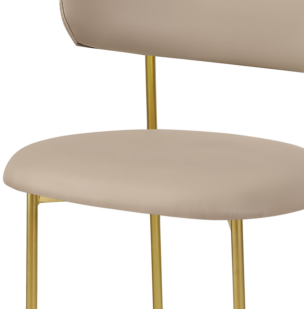 Lupita Vegan Leather Dining Chair, Set of 2, Taupe, Brushed Gold Finish