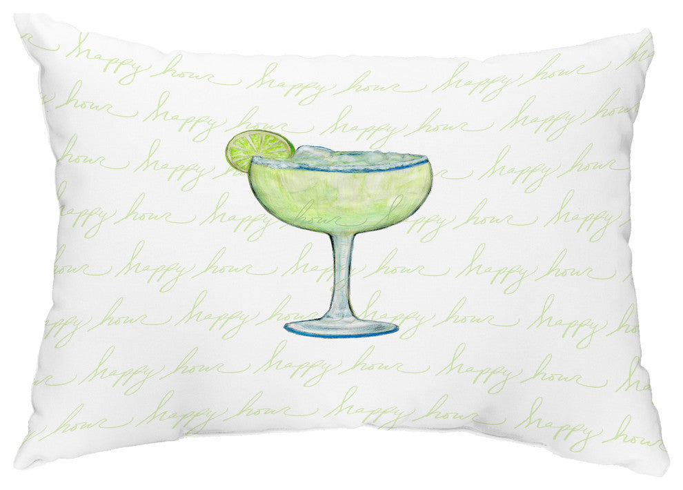Margarita Text Fade Happy Hour 14"x20" Abstract Decorative Outdoor Pillow