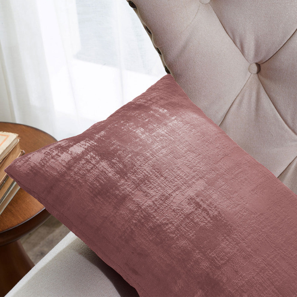 Velvet 2 Piece Lumbar Pillow Cover Set, Withered Rose, 2 Piece, 14"x26"