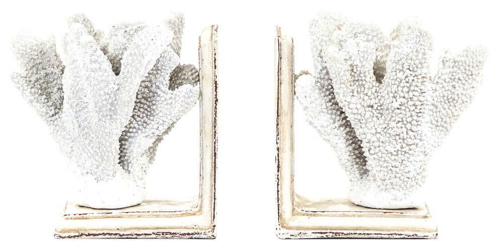 White Coral Bookends, Set of 2