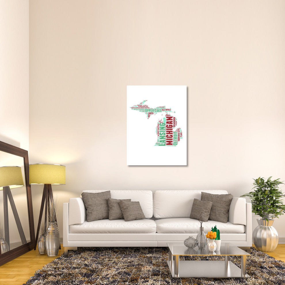 "Michigan Word Cloud Map" Fine Art Print