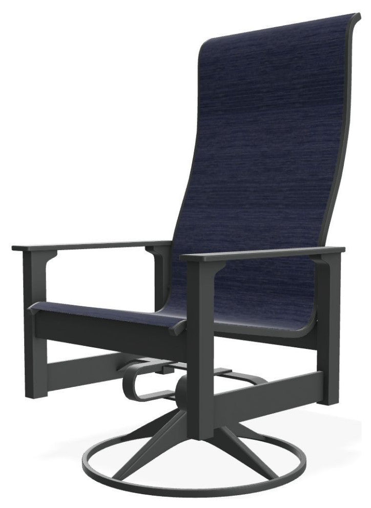 Leeward Sling Outdoor Swivel Rocker, Collect Indigo/Graphite