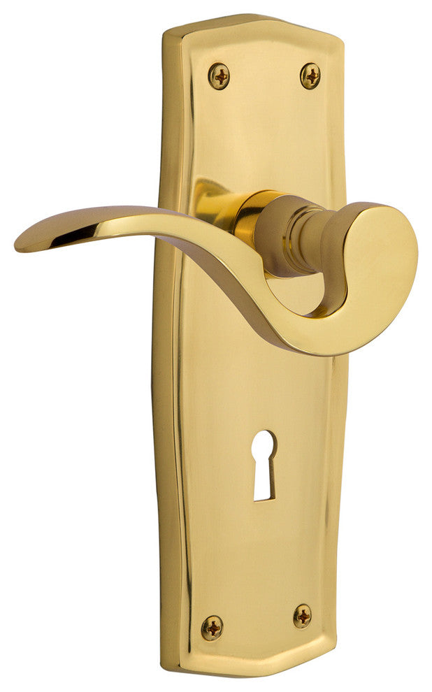 Prairie Plate With Keyhole Manor Lever, Polished Brass, Left-Handed