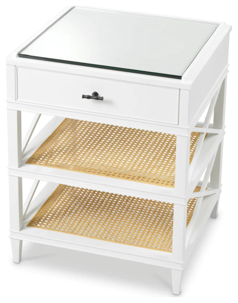 White 1-Drawer Side Table, Eichholtz Bahamas