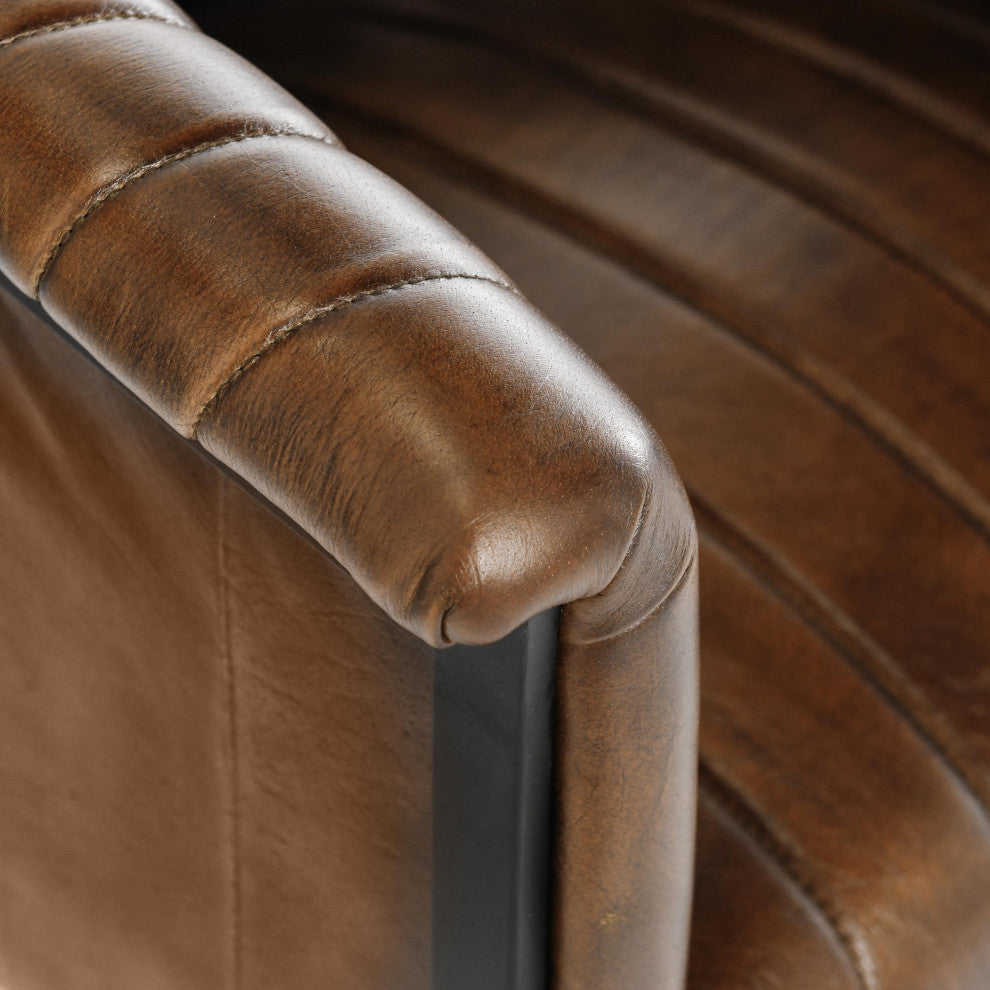 Seville Top Grain Leather Dining Chair, Brown