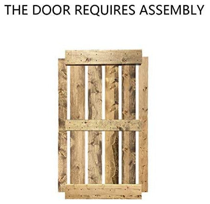 Stained Solid Pine Wood Sliding Barn Door, Weather Oak, 42"x84", Mid-Bar