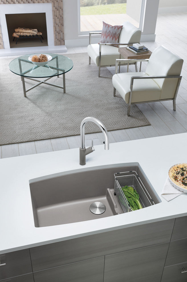 Blanco Performa 19.5"x32" 1 Basin Granite Undermount Kitchen Sink, Truffle