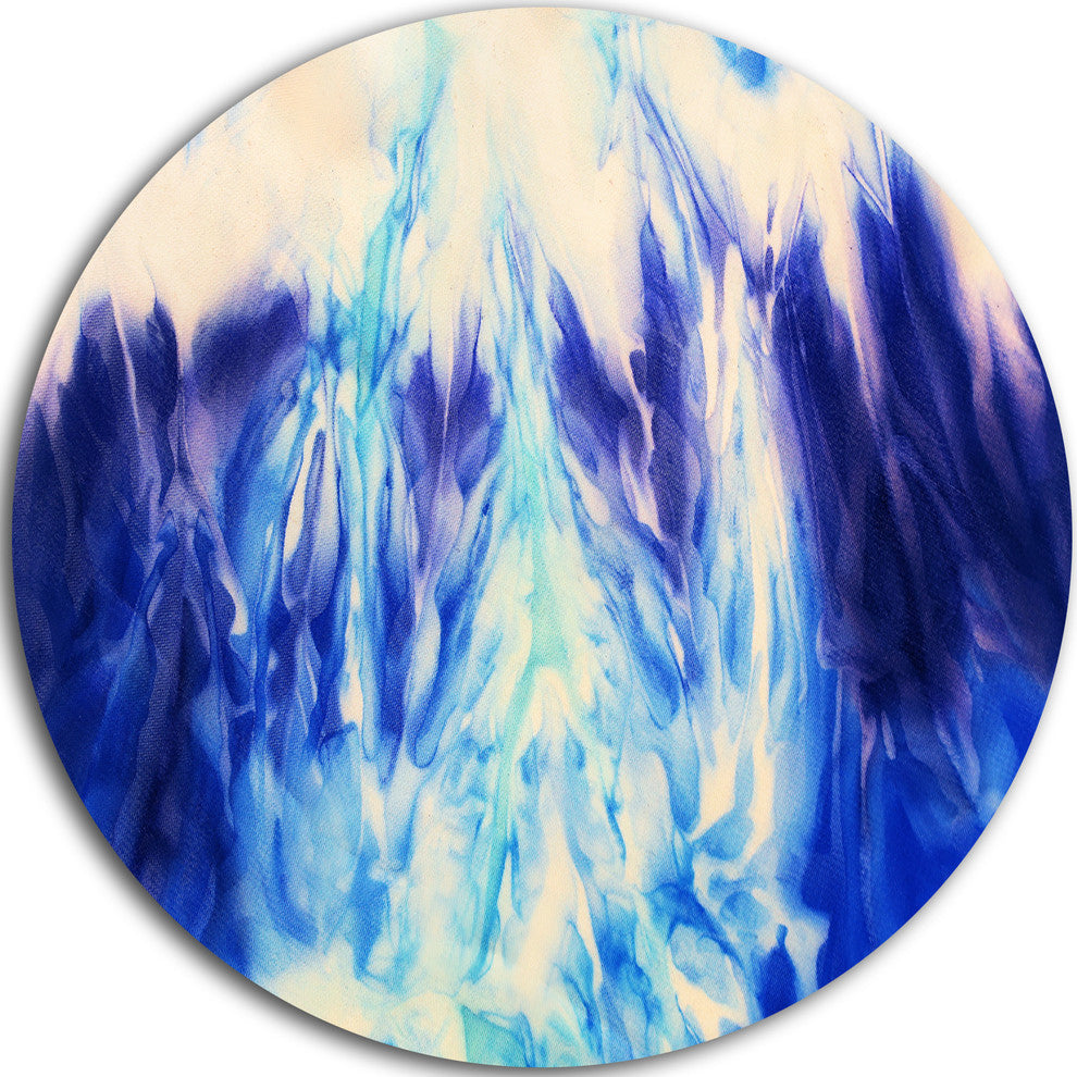 Blue Life, Abstract Large Disc Metal Wall Art, 36"