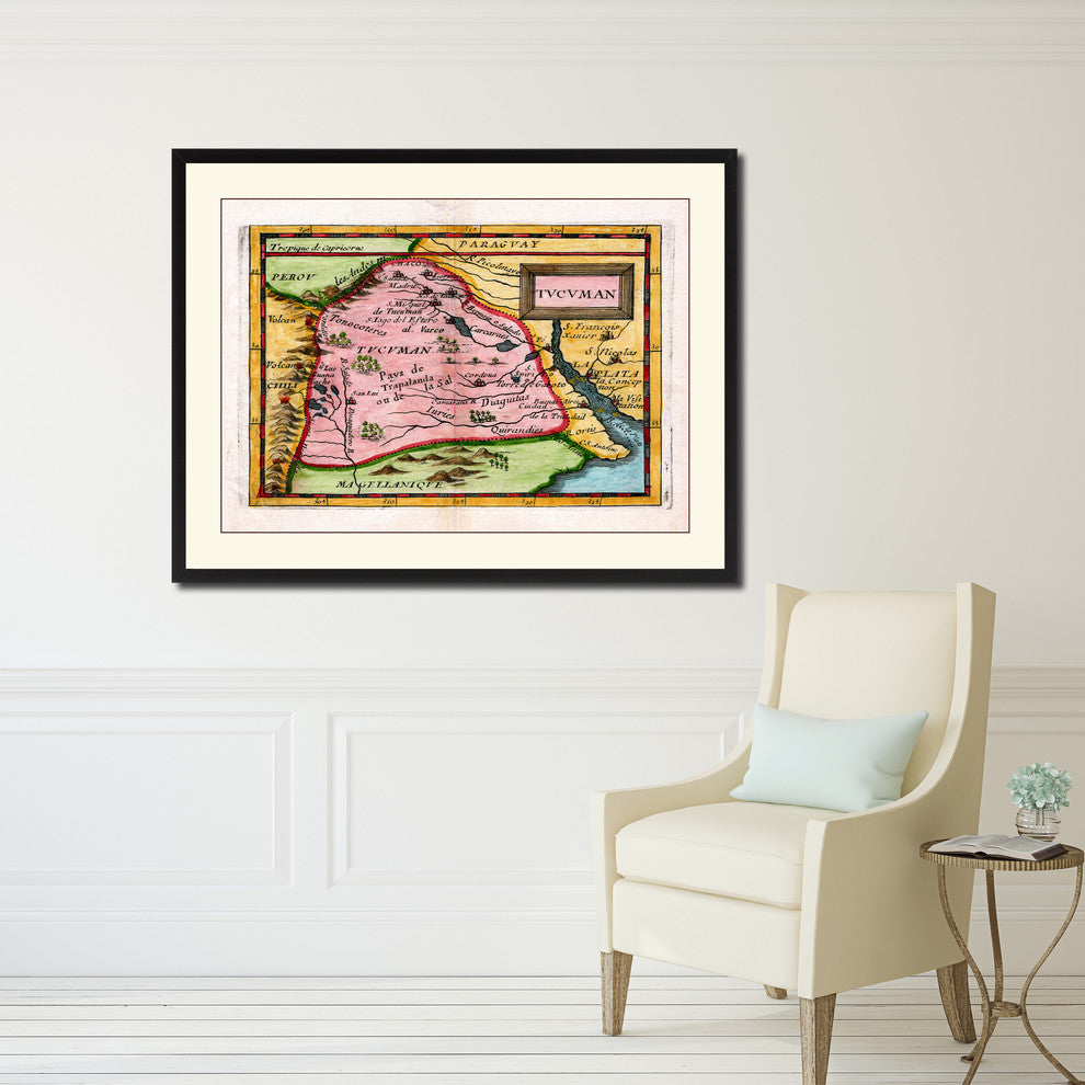 Tucuman Argentina Buenos Aires Vintage Antique Map Wall Art, 28"x37"