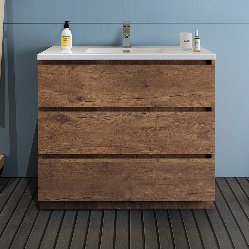 Fresca Lazzaro 42" Rosewood Cabinet With Integrated Sink