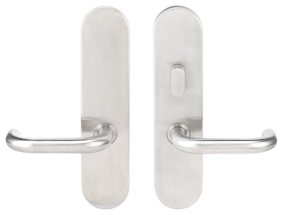 Munich Lever, Tubular Passage With Privacy Bolt, LH, Satin Stainless Steel
